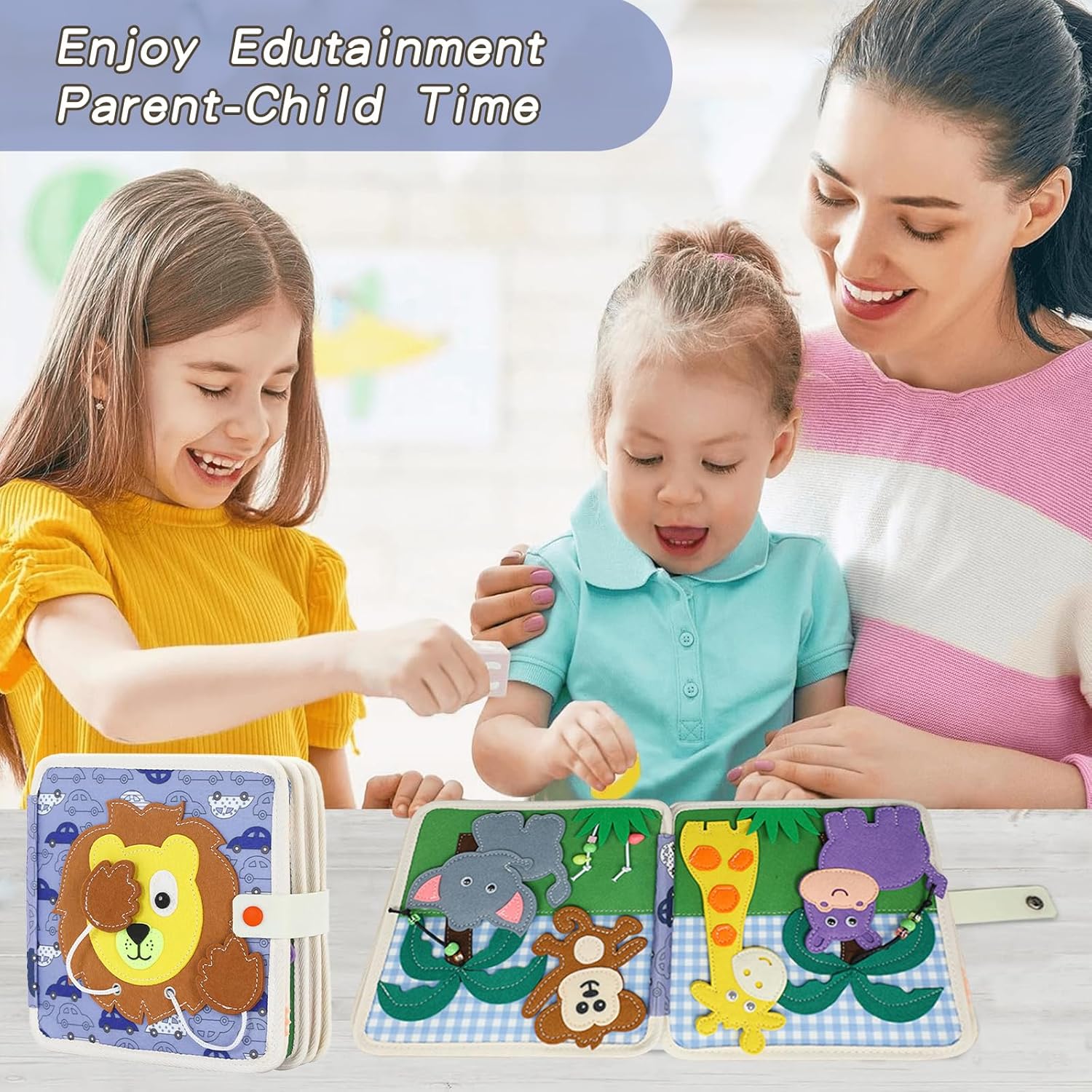Activity Book, Generic Felt Book Children from 3 Years, Felt Book Montessori from 3 Years, Busy Book from 3 Years, Motor Skills Game for Travel, Preschool Children Learning Sensory Toy Busy Book