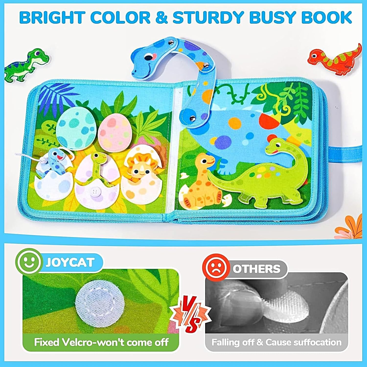 Livre d'activités Montessori Fidtoy Dinosaur Friends – Activité Montessori interactive pour les tout-petits de 2 à 5 ans