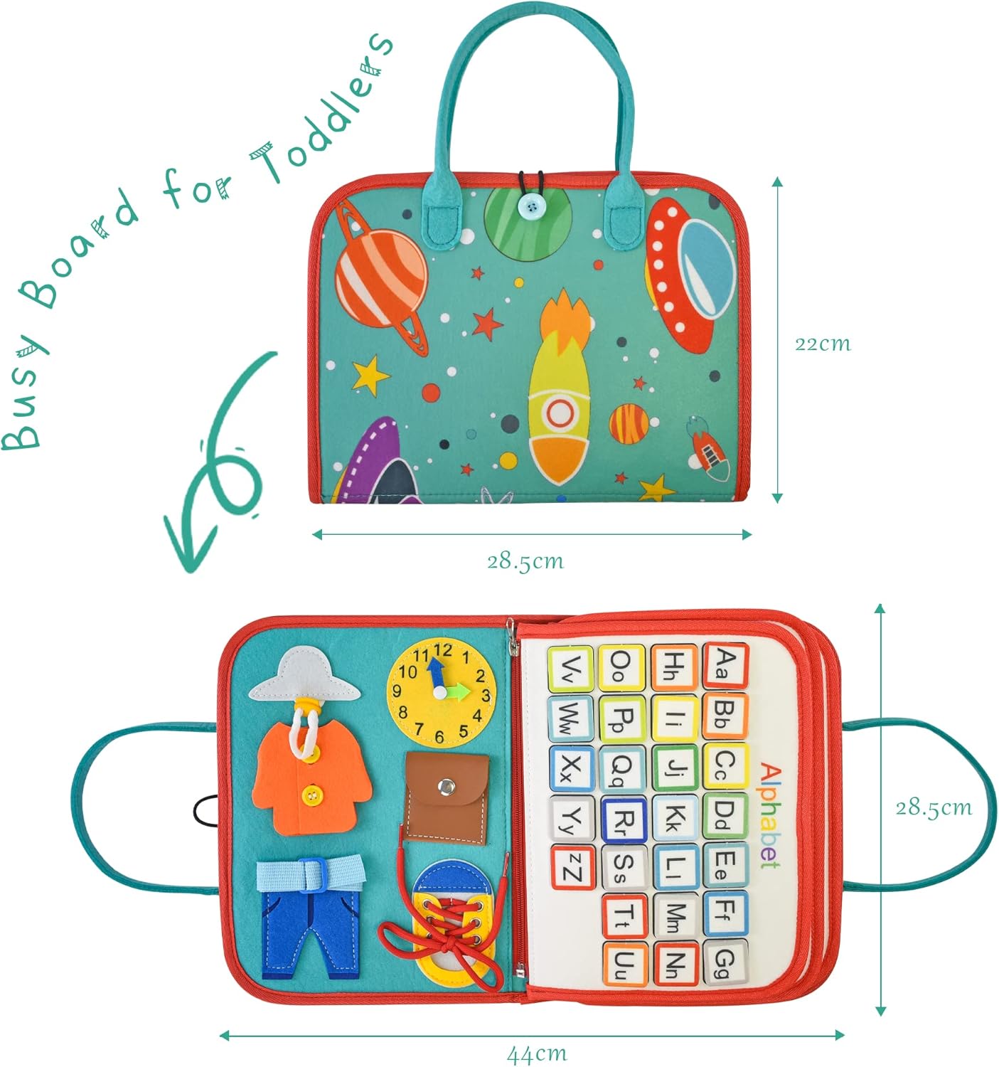 Busy Board Montessori Toy for 1-4 Year-Old Toddlers Sensory Activity- Airplane Travel Essentials Kids Ages 1-3 Road Trip Games Quiet Book Birthday Gifts Learning Toy 18 Months Baby Educational