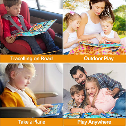 磁気パズル 子供用 3~5歳 3~48ピース オーシャンパズル 木製ジグソーパズル 本 プレミアムパズル 車のアクティビティ おもちゃ 旅行ゲーム 旅行おもちゃ 子供用 3歳 4歳 5歳 6歳 男の子 女の子