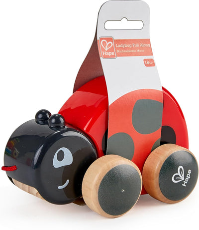 Fidtoy Coccinelle à tirer, jouet de marche en bois pour enfant