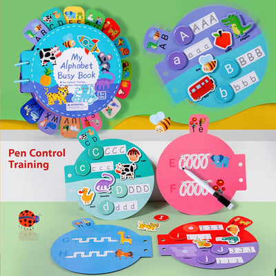 Libro de actividades del alfabeto de Be2BeKidz para niños pequeños de 1 a 3 años | Libro de actividades ABC Montessori para niños | Juguete educativo estilo Babybus para el aprendizaje preescolar y el desarrollo de habilidades motoras finas