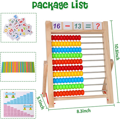 Fidtoy Boulier pour Enfants 3-5 Ans – Jouet de Comptage en Bois pour l'Apprentissage des Maths