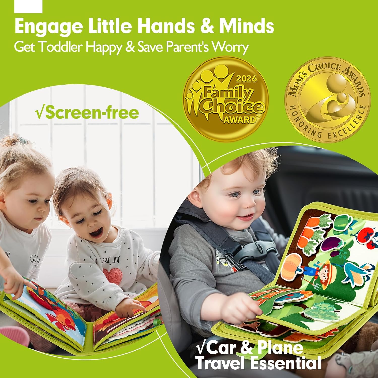 hahaland Busy Book for Toddlers 1-3 - Montessori Toys Busy Board for 1 Year Old Boy Gifts Girl Toys Educational Learning Quiet Activity Books Toddler Valentines Day Gifts Easter One Year Travel Toy