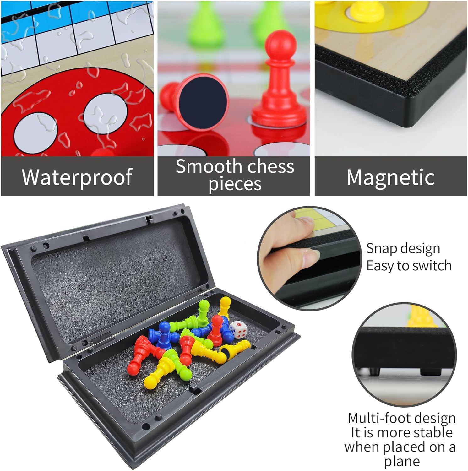 Fidtoy Magnetic Travel Ludo Family Game for Kids Foldable Portable Board Game Age 6+