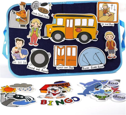 Tablero de historias de fieltro portátil Montessori sensorial habilidad fina actividad preescolar interactiva regalos del Día de San Valentín p, autobús