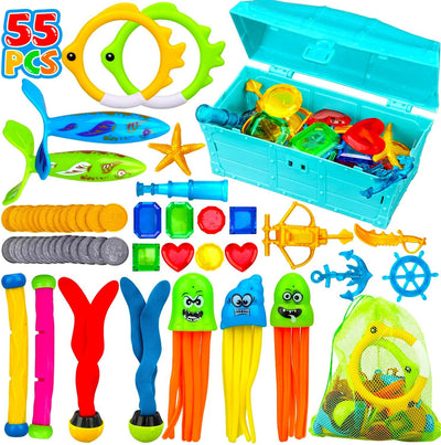 Fidtoy Kit de Jouets de Plongée pour Piscine pour Enfants 4-8 Jeu de Chasse au Trésor