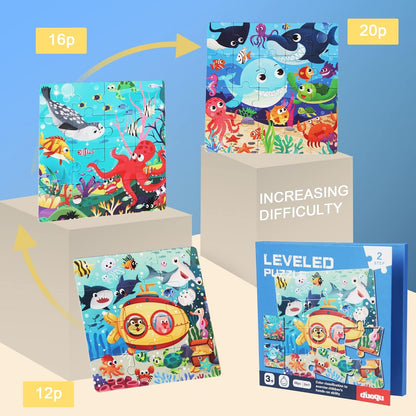 磁気パズル 子供用 3~5歳 3~48ピース オーシャンパズル 木製ジグソーパズル 本 プレミアムパズル 車のアクティビティ おもちゃ 旅行ゲーム 旅行おもちゃ 子供用 3歳 4歳 5歳 6歳 男の子 女の子