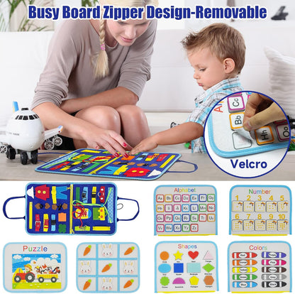 kigod Busy Board for Toddlers,Sensory Activity Board for Preschool Learning Toys Autism Educational Travel Toys, Montessori Educational Toys for Boy and Girl Gift