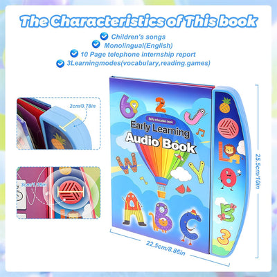 Fidtoy Learning Auditory English Audio Book for Kids Talking Alphabet Number Interactive Learning Toy Ages 2-6