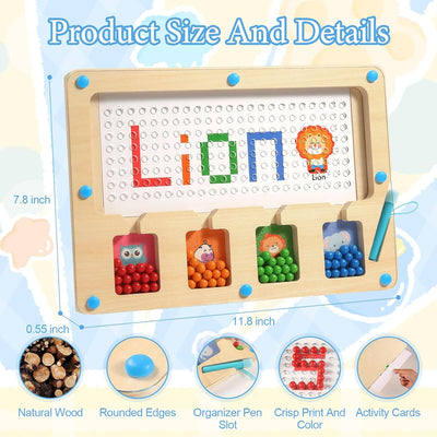 Fidtoy Magnetic Maze Montessori Toy for Toddlers Color Matching Alphabet Learning Board Fine Motor Skills Educational Puzzle Travel Quiet Toy Gift