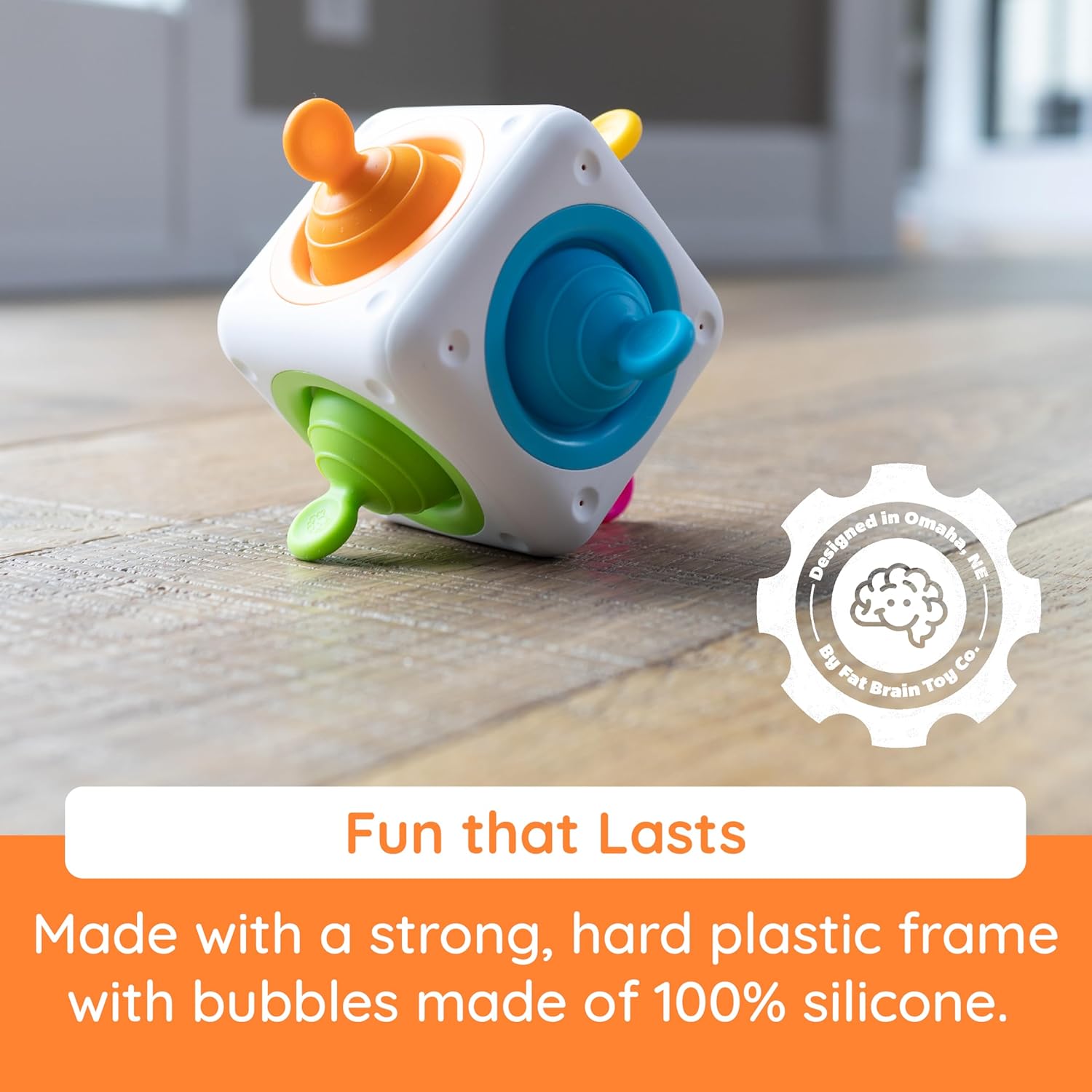 Fat Brain Toys Tugl Cube Popping Fidget Toy, Engaging for Toddlers, Kids, Teens, Adults - Relaxing Handheld Fidget Cube, 2 Years and Up