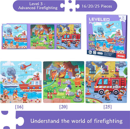 DAZZTIME Children's Puzzle, Magnetic Puzzle, Animal Puzzle for Children, Travel Games Children from 3 Educational Puzzles, Educational Toy, Educational Toy for Children 3 4 5 Years (Fire Protection)