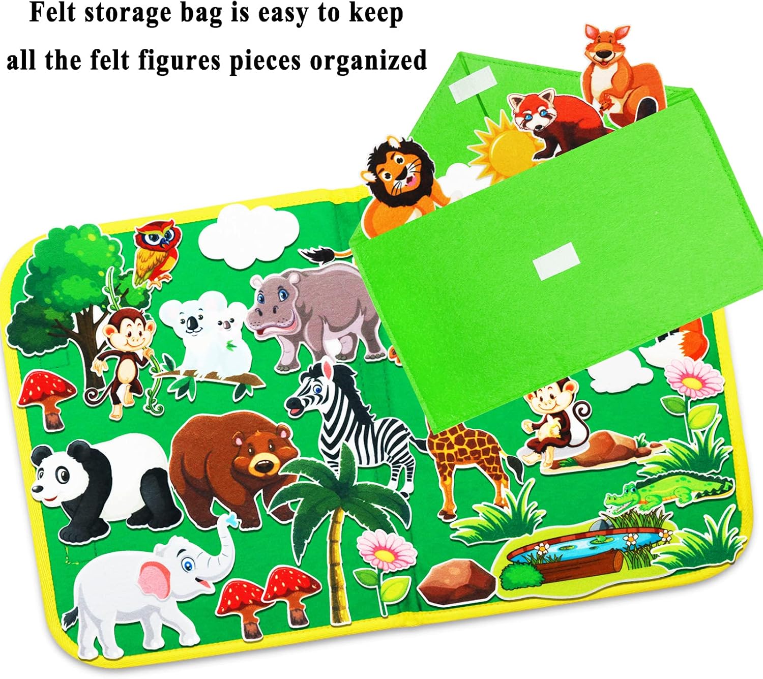Craftstory Zoo Animals Travel Felt-Board Story Set for Toddlers, 32 Pieces Flannel Board Stories for Preschool Learning Toys Educational Storytelling Activity Board Gifts for Ages 3+