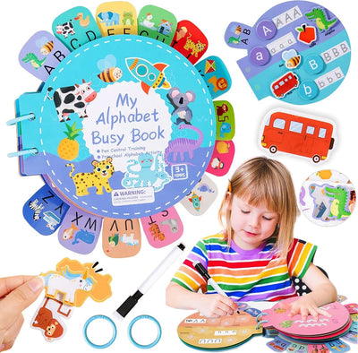 Libro de actividades del alfabeto de Be2BeKidz para niños pequeños de 1 a 3 años | Libro de actividades ABC Montessori para niños | Juguete educativo estilo Babybus para el aprendizaje preescolar y el desarrollo de habilidades motoras finas