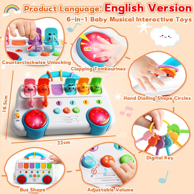 Fidtoy Interactive Pop Up Animal Sound Color Recognition Key Set with Music Lights for Toddlers