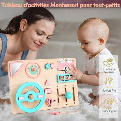 Busy Montessori Board 1 2 3 Years Montessori Games 1 Year Wooden Activity Board Toy for Children, Educational Motor Skills Baby Board, Gift for Boys and Girls