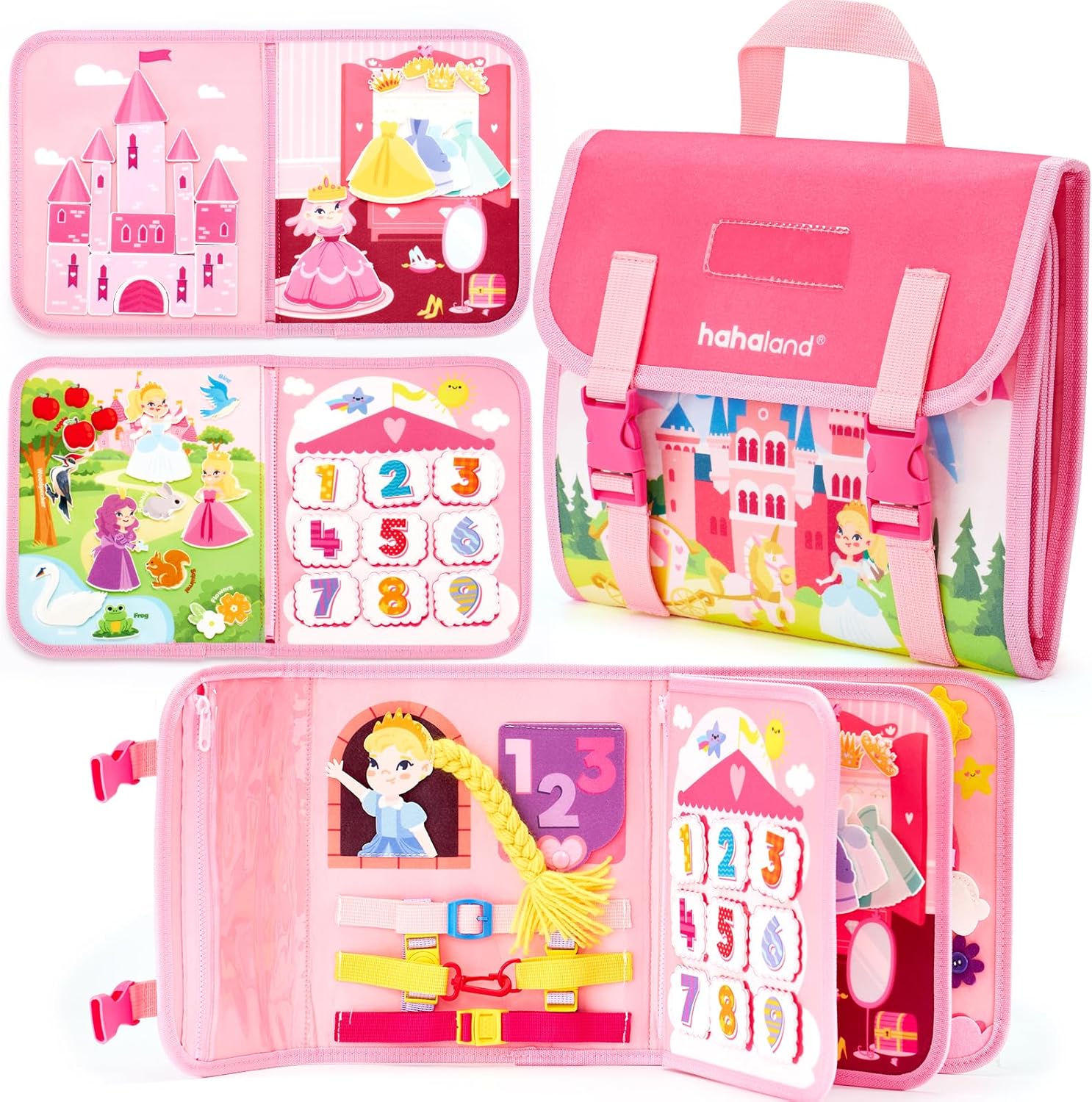 hahaland Toddler Toys Busy Board, Montessori Toys for Baby Boys, Boy Birthday Gift 18 in 1 Preschool Learning Activities with 12 Life Skills-Numbers,String Beads,Shapes,Colors,Puzzles,Alphabet