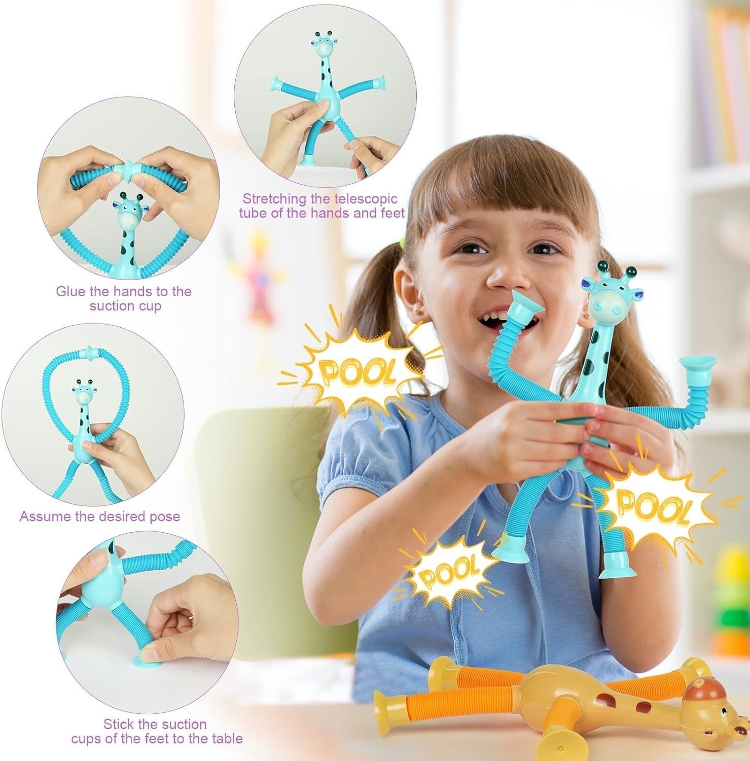 Suction Cups Sensor Toys Giraffe Pop Tubes Fidget Toy