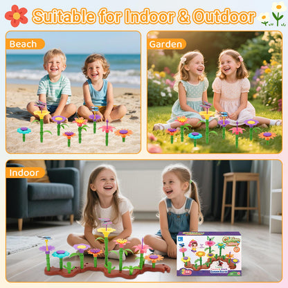 54 PCS DIY Flower Garden Toy Creative Building Planting Set for Girls Montessori-Inspired STEM Playset for Ages 3–6
