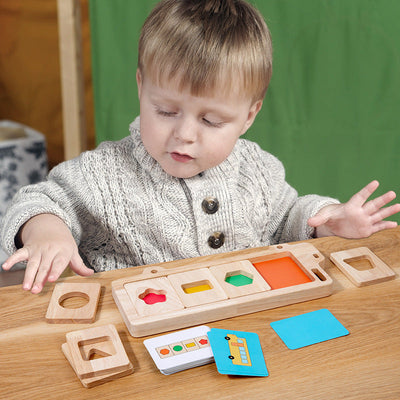 Fidtoy Wooden Shape and Number Learning Board – Montessori Toy for Toddlers 0-3