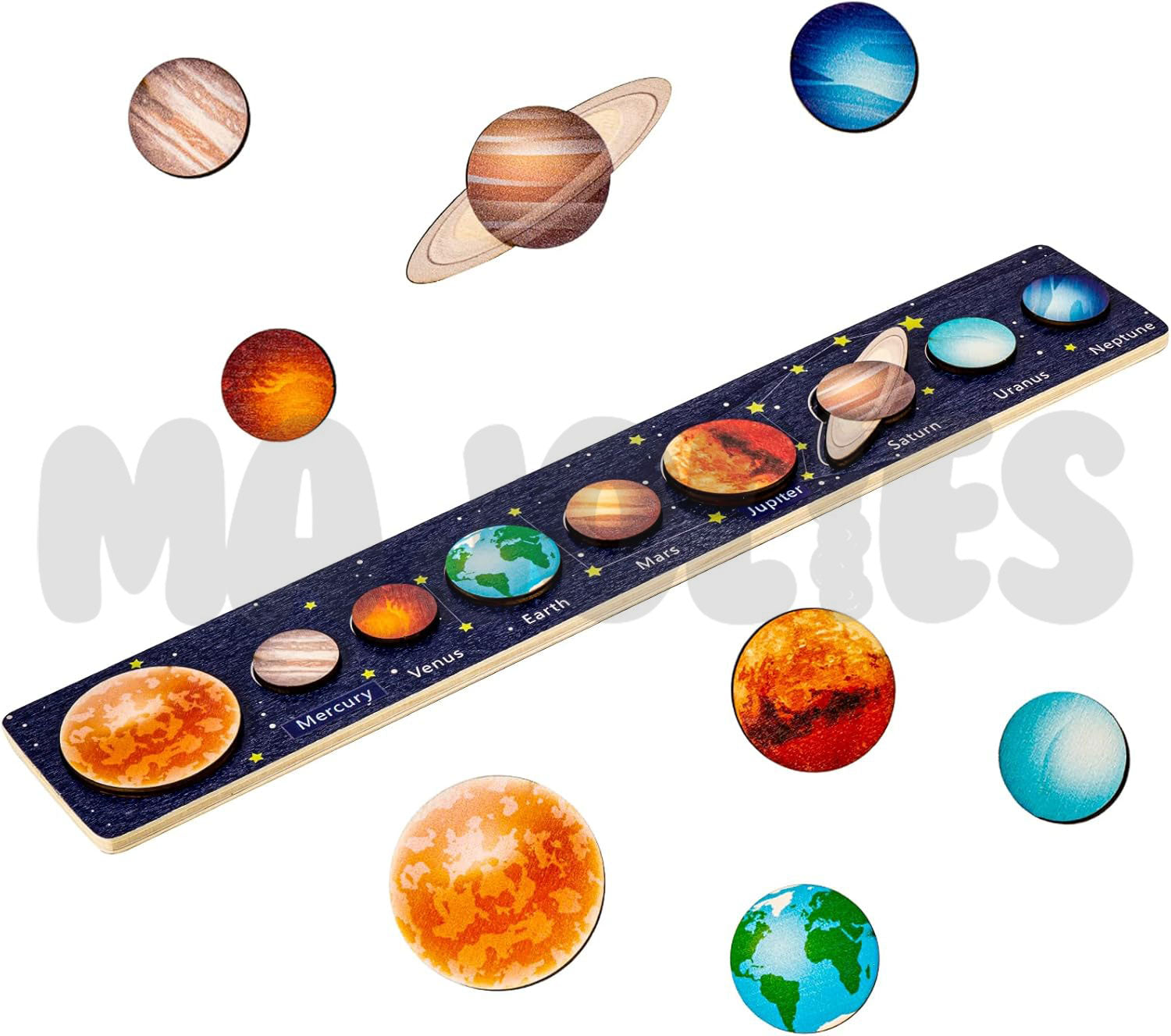 Planet Peg Puzzle: Wooden Solar System Adventure
