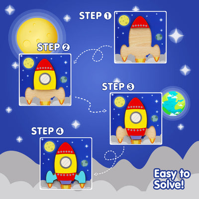 Juego de 8 rompecabezas de formas de madera Fidtoy para niños pequeños, juguete educativo