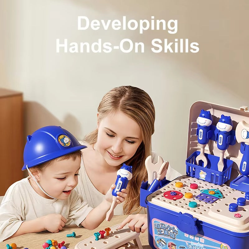 3‑in‑1 Kids Electric Drill & Screwdriver Toolbox – STEM Engineer Play Set, Educational DIY Assembly Toy