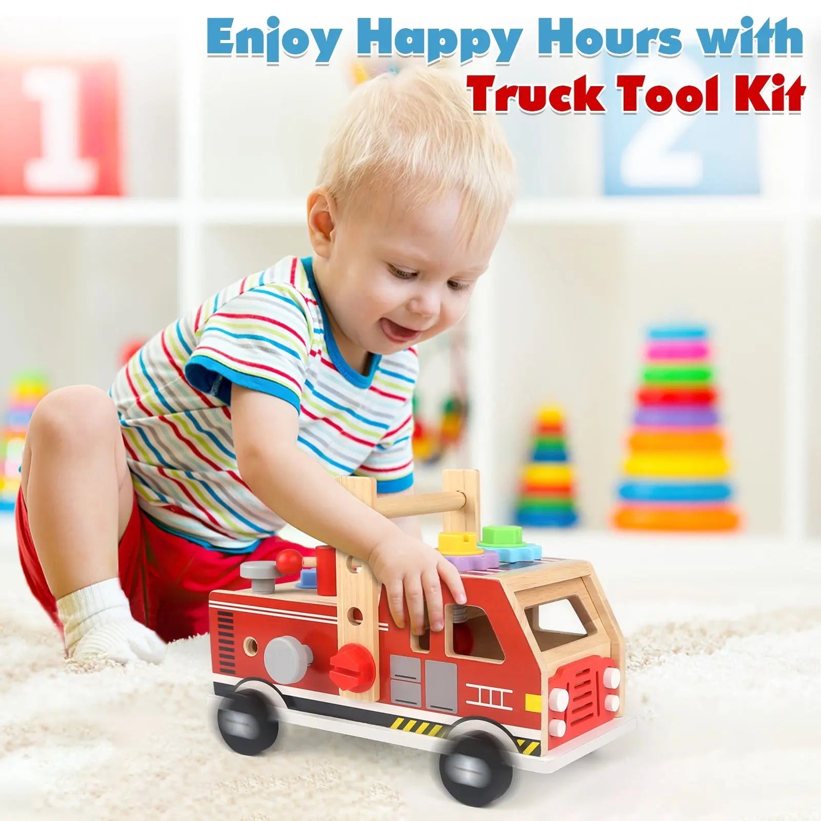 4-in-1 Fire Truck Tool Box & 47PCS Tool Set (Ages 3+)