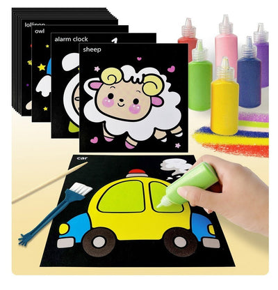 Kit d'art sur sable pour enfants avec sables colorés et cartes créatives