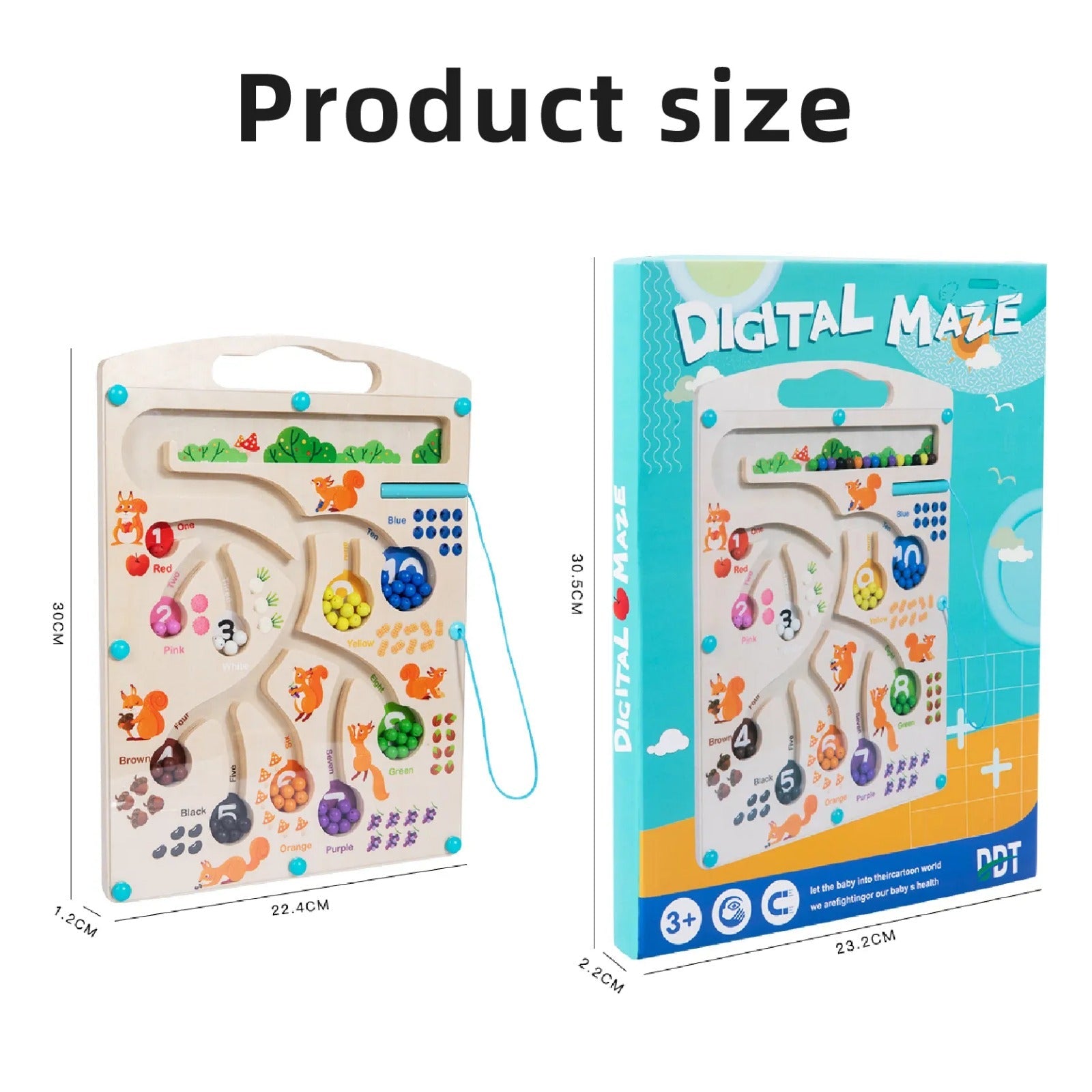 Wooden Magnetic Color and Number Maze Board - 018