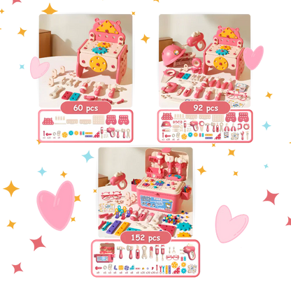 3‑in‑1 Kids Electric Drill & Screwdriver Toolbox – STEM Engineer Play Set, Educational DIY Assembly Toy