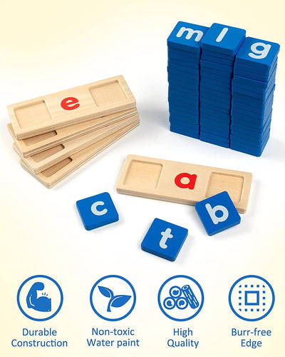 Cartes flash de mots visuels Blocs de lecture en bois pour la maternelle - 979