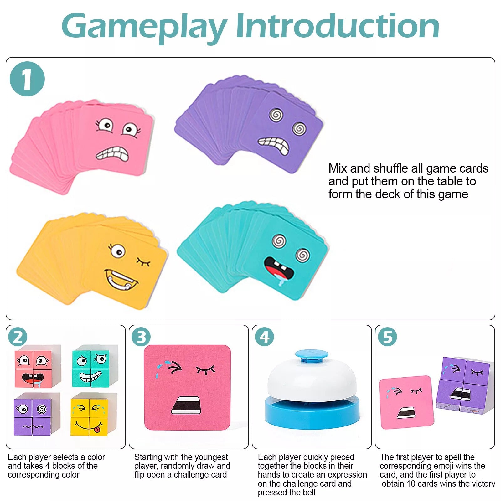 Wooden Face Changing Magic Cube Puzzle with Buzzer - 2 to 4 Players