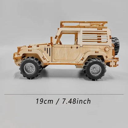 3D Wooden Mechanical Jeep Pull Back 125 Piece - 802