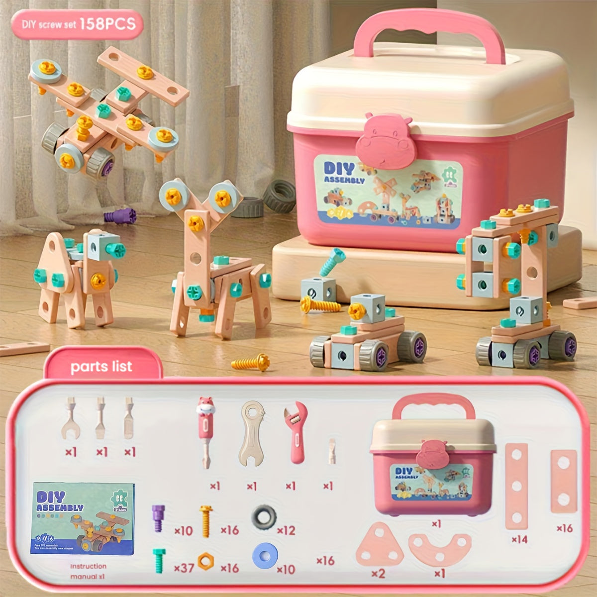 Fidtoy Creative Play Screwdriver Tool Kit for Toddlers STEM Learning and Fine Motor Skills