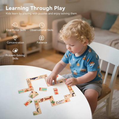 Casse-tête en bois animaux pour enfants Jouets éducatifs interactifs