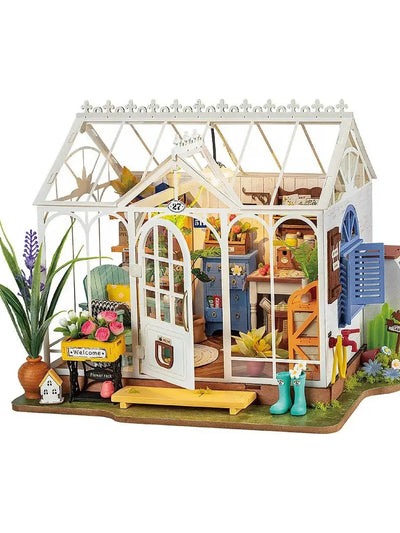 Doll House With Furniture Children Green Miniature Dollhouse Wooden Kits Assemble Toy Xmas Birthday Gifts