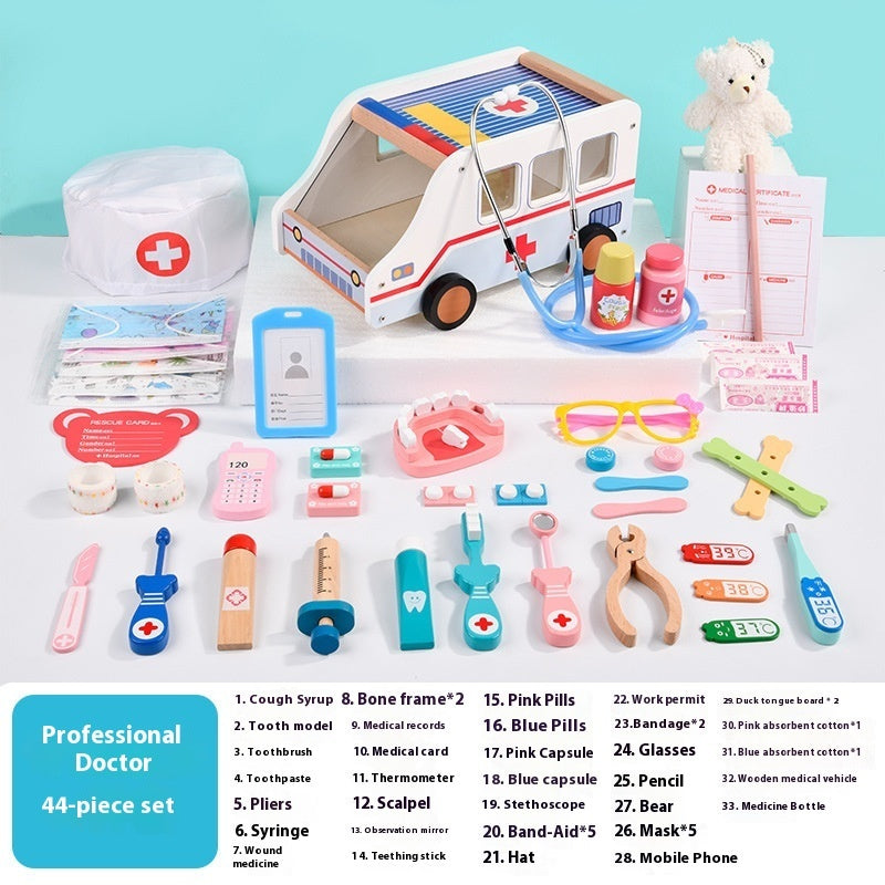 Wooden Children's Simulation Dentist Suit Play House Medical Toys