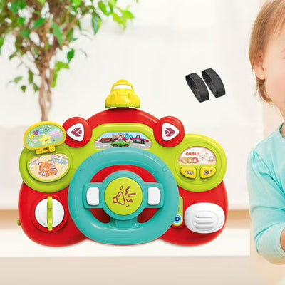 Fidtoy Multifunctional Activity Steering Wheel Toy for Toddlers Pretend Driving Lights Sounds Car Seat Play