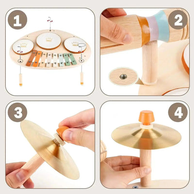 Fidtoy 9-in-1 Toddler Drum Set Musical Instruments Toy for Kids Learning Rhythm and Early Development