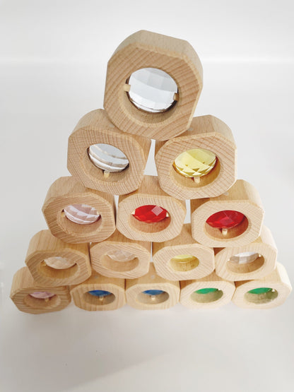 Large Sparkling Gem blocks with Tray Large Acrylic See Through 25 Gem Stones MIX