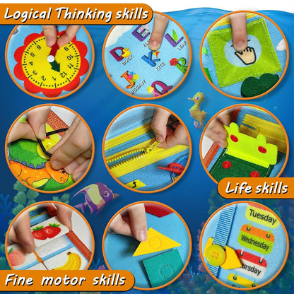 Busy Board Montessori Toys for Toddlers - Sensory Quiet Book for Car Airplane Travel Activity - Educational and Learning Trip Activities - Kids Gift 1-3 2-4 3-5 2 3 4 Year Old Boys & Girls