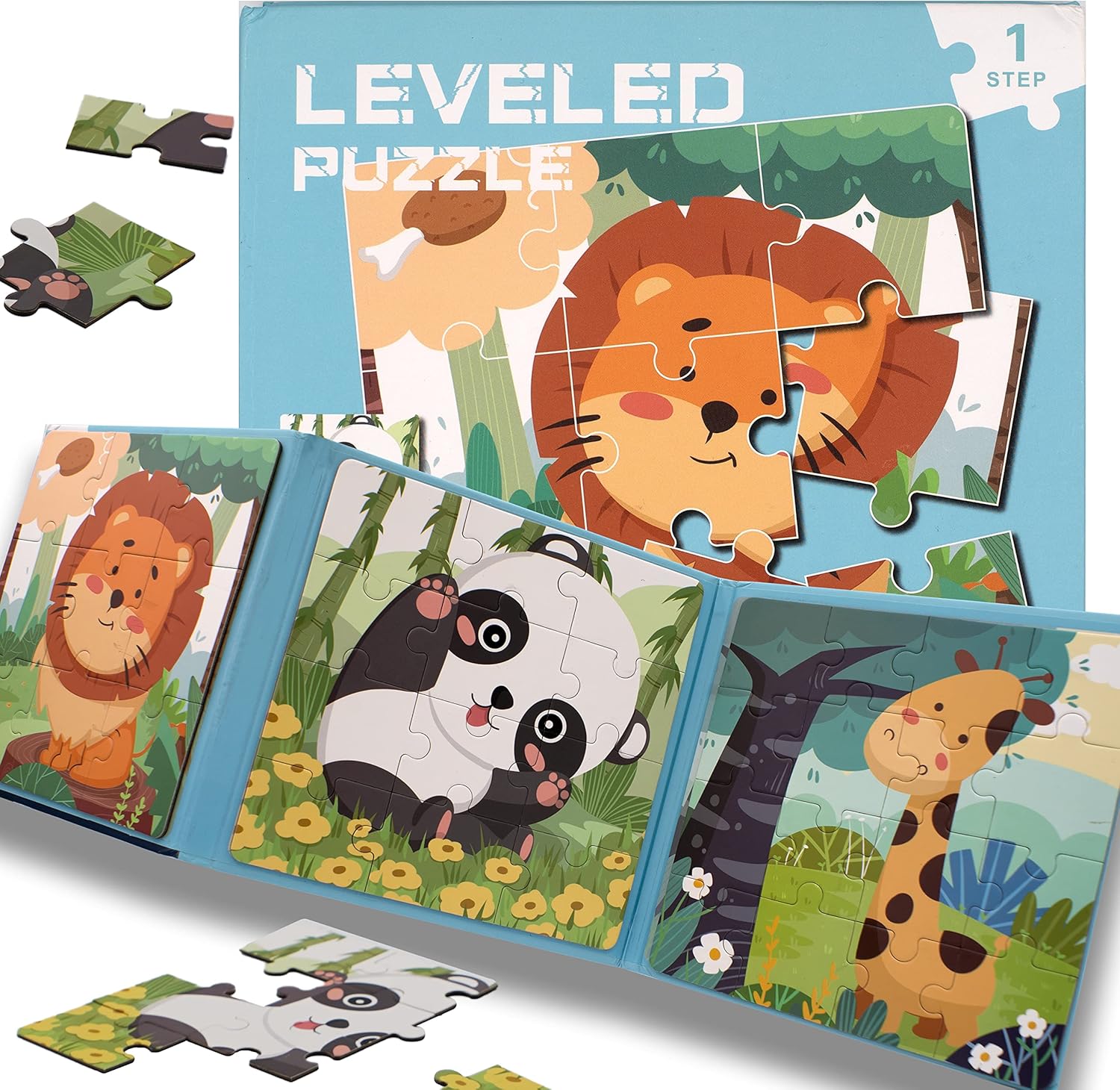 FUNTECH Magnetic Puzzles for Kids Ages 3-5, Magnetic Puzzle 3 in 1, Kids Travel Toys, Toddler Travel Activities, Car Road Trips, Airplane, Puzzle Book for Boys and Girls (Animals)