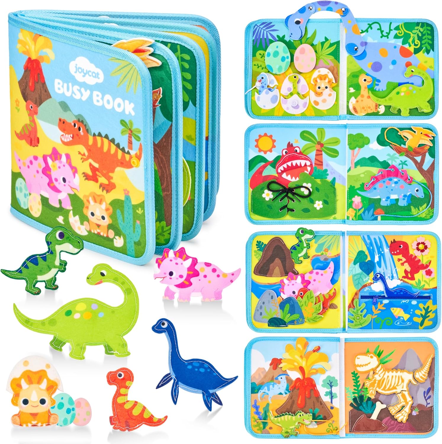 Livre d'activités Montessori Fidtoy Dinosaur Friends – Activité Montessori interactive pour les tout-petits de 2 à 5 ans