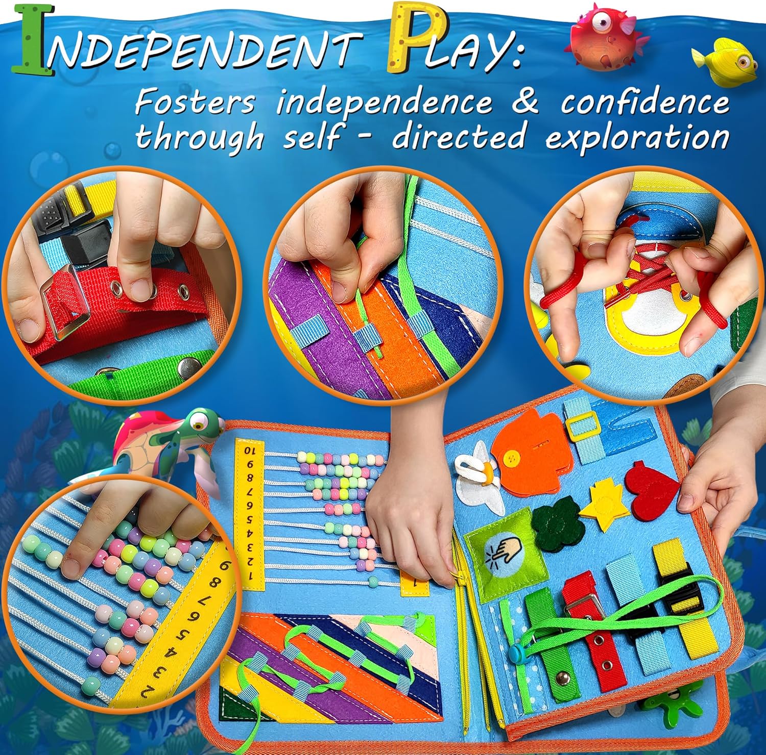 Busy Board Montessori Toys for Toddlers - Sensory Quiet Book for Car Airplane Travel Activity - Educational and Learning Trip Activities - Kids Gift 1-3 2-4 3-5 2 3 4 Year Old Boys & Girls