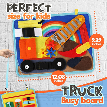 Tabla ocupada para niños pequeños de 1 a 3 o 2 a 4 años, juguete educativo Montessori, habilidades básicas para la vida y actividad motriz fina para niños, aprender a vestir juguete sensorial como avión o juego de viaje en coche