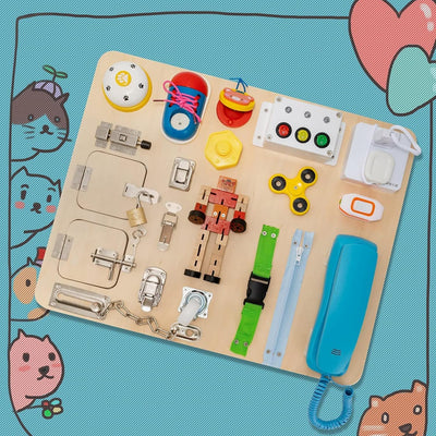 Fidtoy Tableau d'Activités Montessori en Bois 20-en-1 pour Tout-Petits