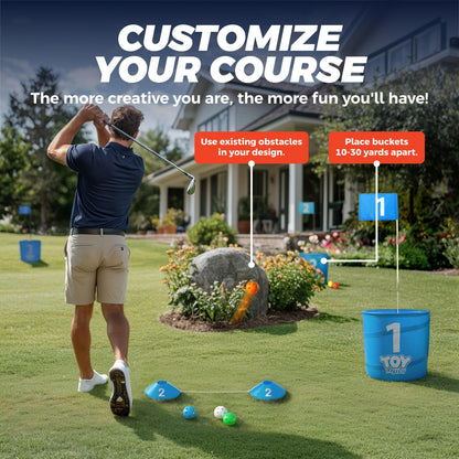 TOY Life Golf Game Set, 6 Holes Backyard Golf Bucket Game for Adults Kids, Practice Golf Course with Balls and Flag, Outdoor Indoor Golf Yard Game for Beach, Camping and Lawn