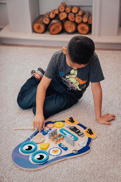 Montessori Large Busy Board for Toddlers 1 2 3 4 Years Old Kids Boys Girls, Wooden Sensory Toys, Preschool Learning Activities for Fine Motor Skills, Basic Life Skills, Educational, Penguin Gifts